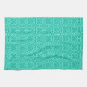 Medieval Damask Fleur-de-lis, turquoise & aqua Theedoek (Horizontaal)