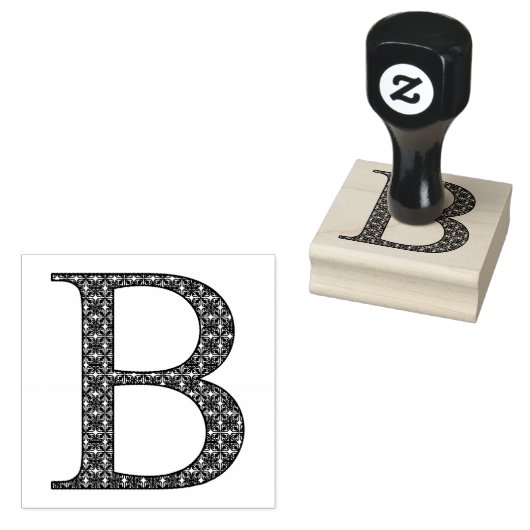 Medieval Damask Monogram letter B Rubberstempel (Gestempeld)