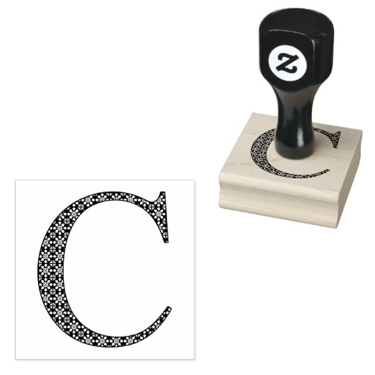 Medieval Damask Monogram Letter C Rubberstempel (Gestempeld)