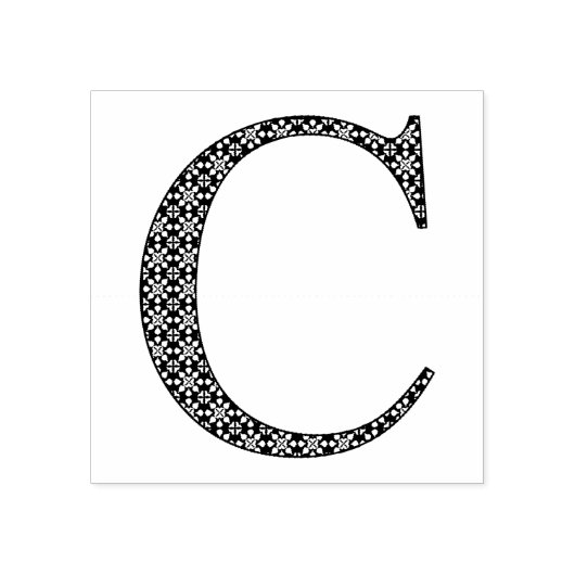 Medieval Damask Monogram Letter C Rubberstempel (Afrduk)