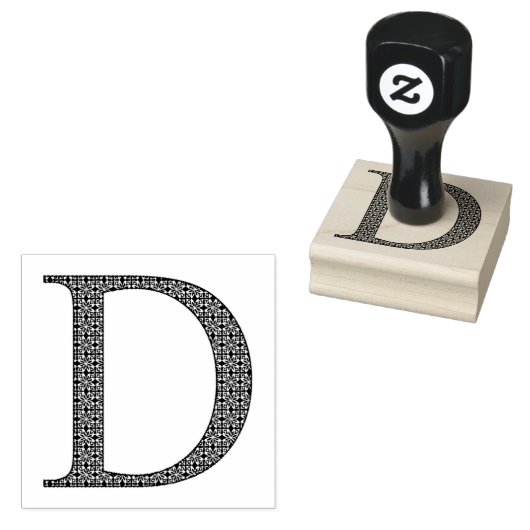 Medieval Damask Monogram Letter D Rubberstempel (Gestempeld)