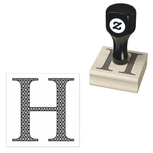 Medieval Damask Monogram Letter H Rubberstempel (Gestempeld)