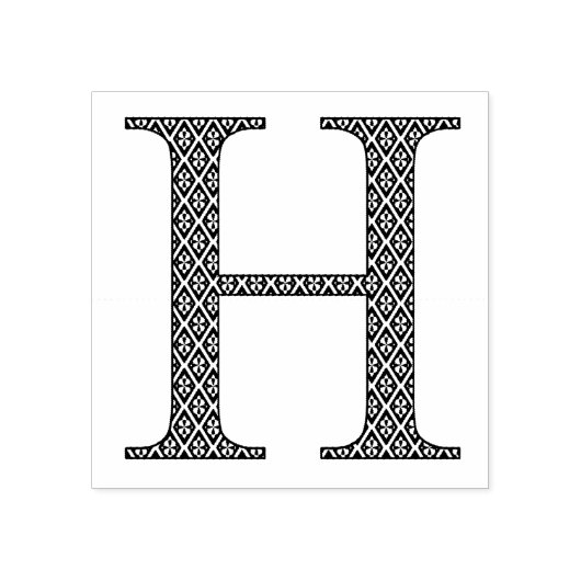 Medieval Damask Monogram Letter H Rubberstempel (Afrduk)