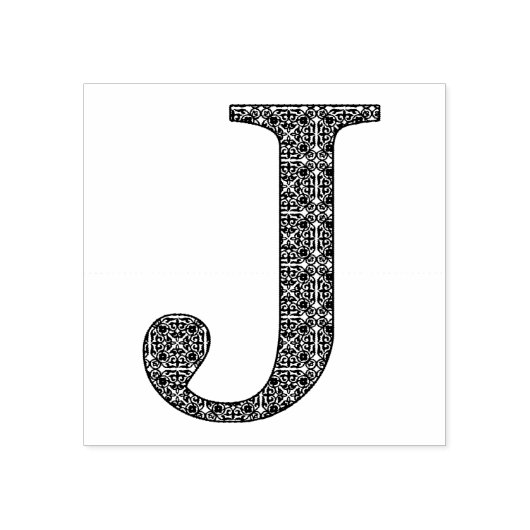 Medieval Damask Monogram Letter J Rubberstempel (Afrduk)