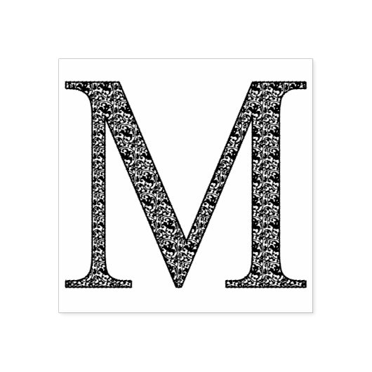 Medieval Damask Monogram Letter M Rubberstempel (Afrduk)