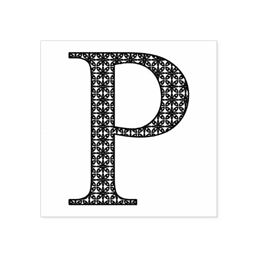 Medieval Damask Monogram Letter P Rubberstempel (Afrduk)