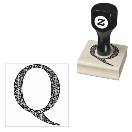 Medieval Damask Monogram Letter Q Rubberstempel (Gestempeld)