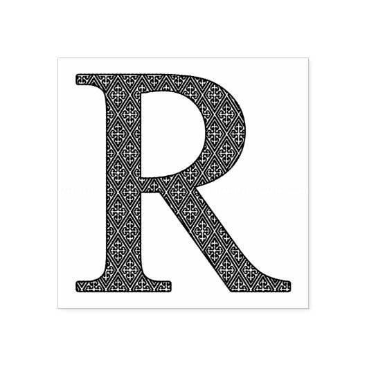Medieval Damask Monogram letter R Rubberstempel (Afrduk)