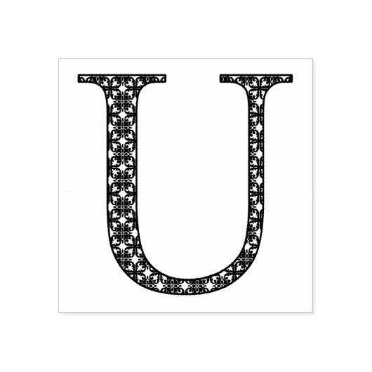 Medieval Damask Monogram Letter U Rubberstempel (Afrduk)