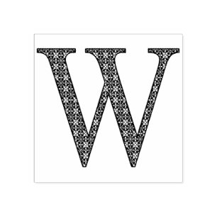 Medieval Damask Monogram Letter W Rubberstempel