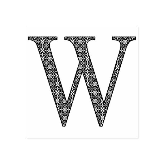 Medieval Damask Monogram Letter W Rubberstempel (Afrduk)