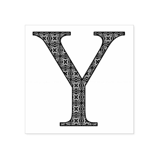 Medieval Damask Monogram Letter Y Rubberstempel (Afrduk)