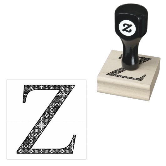 Medieval Damask Monogram Letter Z Rubberstempel (Gestempeld)