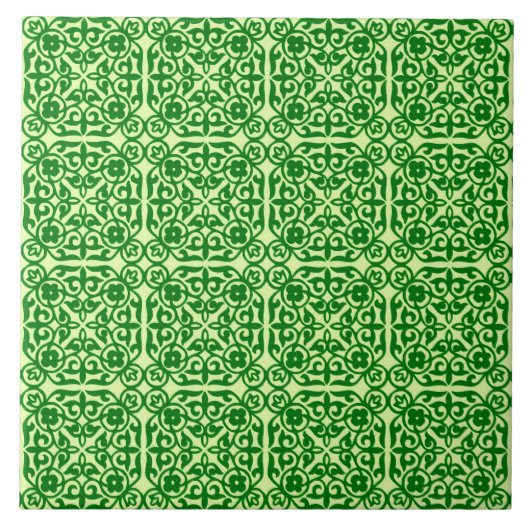 Medieval Damask patroon, donkerpijngroen Tegeltje (Voorkant)