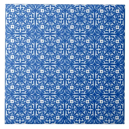 Medieval Damask patroon, kobalt blauw Tegeltje (Voorkant)