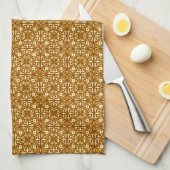 Medieval Damask patroon, koper en crème Theedoek (Quarter Fold)