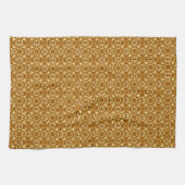 Medieval Damask patroon, koper en crème Theedoek (Horizontaal)