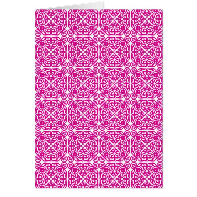 Medieval Damask patroon, magenta en wit (Voorkant)