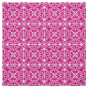 Medieval Damask patroon, magenta en wit Stof