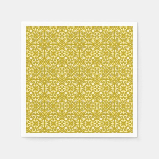 Medieval Damask patroon, mosterdgoud Servet (Voorkant)