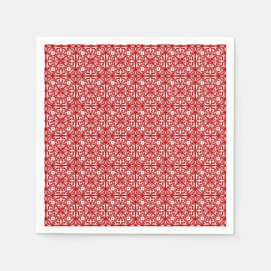 Medieval Damask patroon, rood en wit Servet (Voorkant)