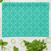 Medieval Damask-patroon, turquoise en aqua Theedoek (Gevouwen)
