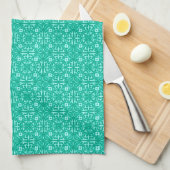 Medieval Damask-patroon, turquoise en aqua Theedoek (Quarter Fold)