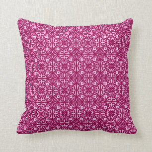 Medieval Damask-patroon, wijn met vuurwapens Kussen