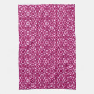 Medieval Damask-patroon, wijn met vuurwapens Theedoek