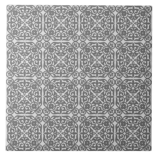 Medieval Damask patroon, zilvergrijs Tegeltje (Voorkant)
