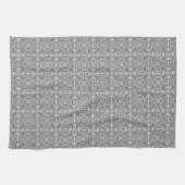 Medieval Damask patroon, zilvergrijs Theedoek (Horizontaal)