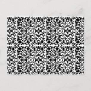 Medieval Damask patroon, zwart-wit Briefkaart