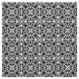 Medieval Damask patroon, zwart-wit Stof