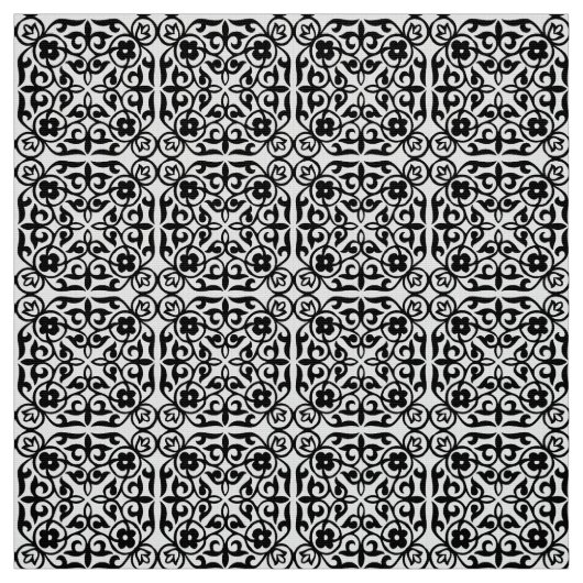 Medieval Damask patroon, zwart-wit Stof (Swatch)