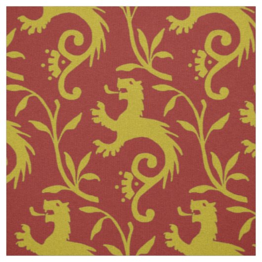 Medieval Dande-Lions op Red Stof (Swatch)