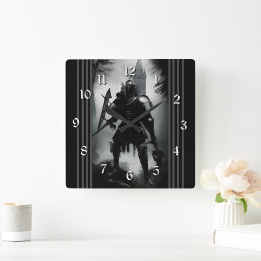 Medieval Dark Knight Vierkante Klok (Huis)