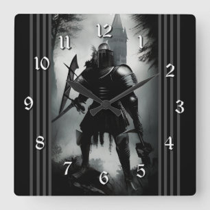 Medieval Dark Knight Vierkante Klok