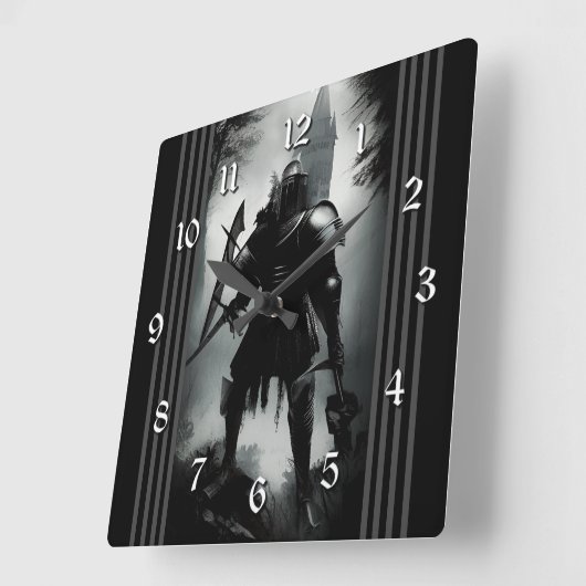 Medieval Dark Knight Vierkante Klok (Hoek)