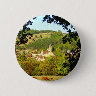 Medieval dorp Plazac Badge Ronde Button 5,7 Cm