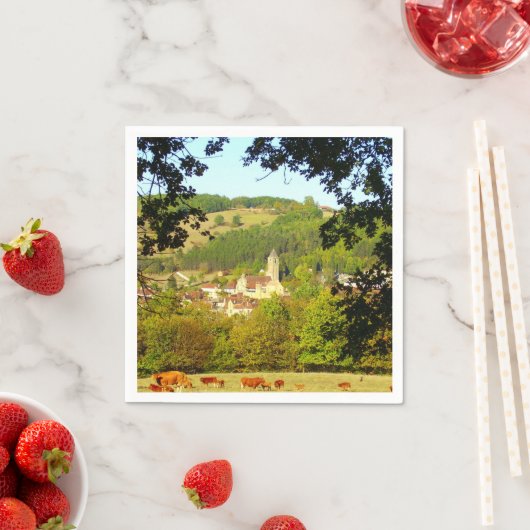 Medieval dorp Plazac Paper Napkins Servetten (Insitu)