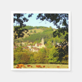 Medieval dorp Plazac Paper Napkins Servetten