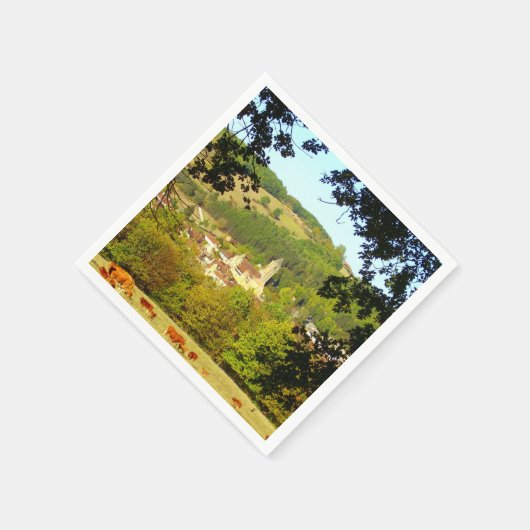 Medieval dorp Plazac Paper Napkins Servetten (Hoek)