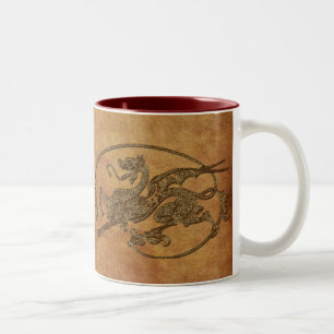 Medieval Dragon Antiek Art Designer Gift Tweekleurige Koffiemok