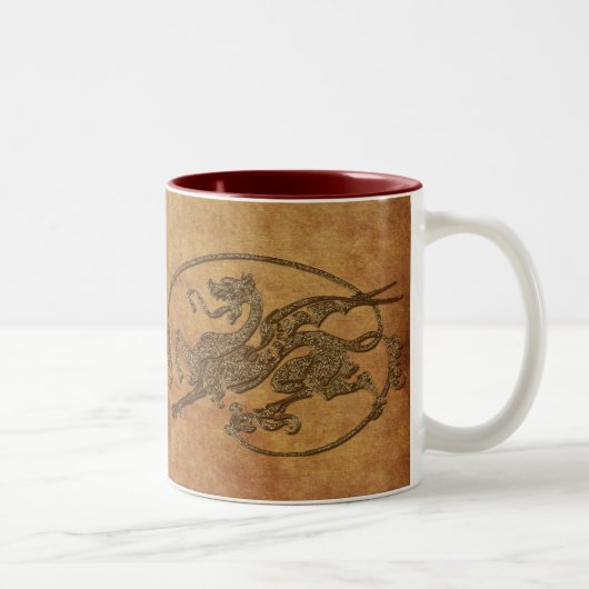 Medieval Dragon Antiek Art Designer Gift Tweekleurige Koffiemok (Rechts)