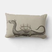 Medieval Dragon Breading Fire Lumbar Pillow Black Kussen (Achterkant)