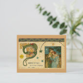 Medieval Dragon en Paars Briefkaart (Staand voorkant)