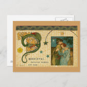 Medieval Dragon en Paars Briefkaart (Voorkant / Achterkant)