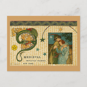 Medieval Dragon en Paars Briefkaart