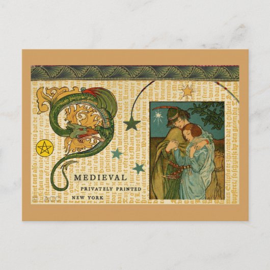 Medieval Dragon en Paars Briefkaart (Voorkant)