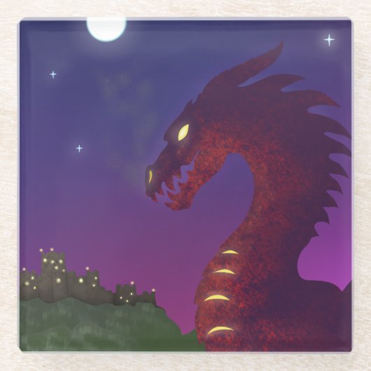Medieval Dragon Glazen Onderzetter (Voorkant)